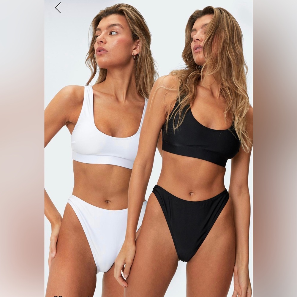 Nastygal black two piece high waisted bikini size small